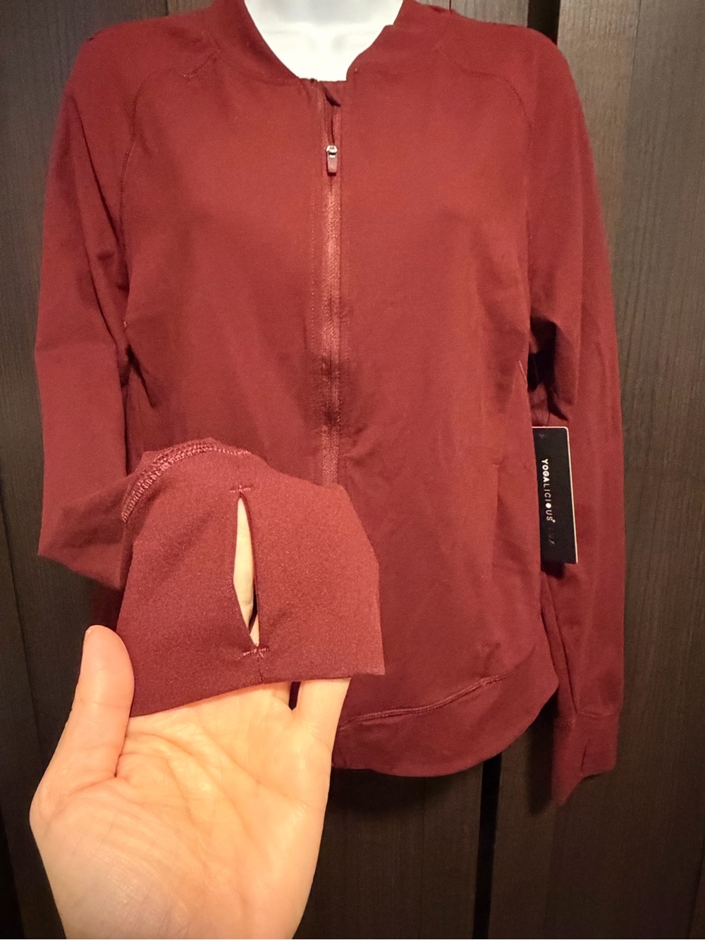 NWT Yogalicious Lux Windsor Wine Full Zip Jacket size XL MSRP $88 - Picture 2 of 10